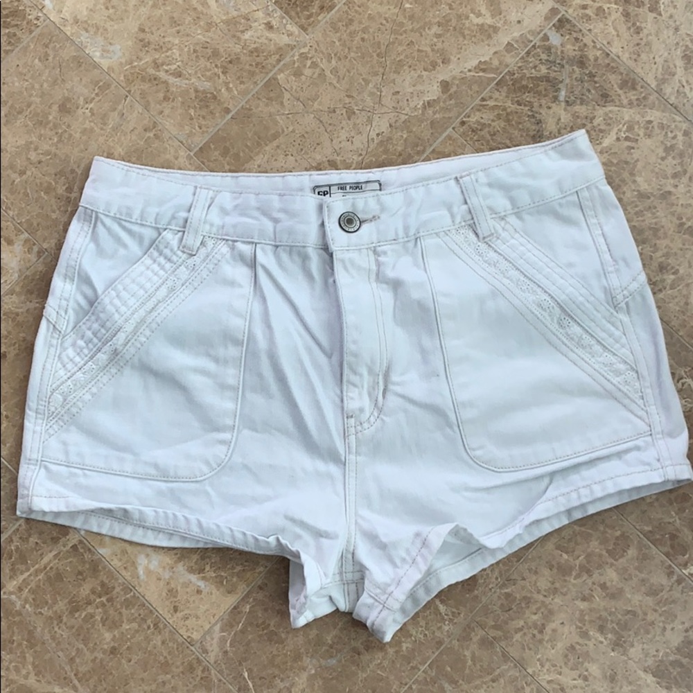 Free People White Jean Shorts